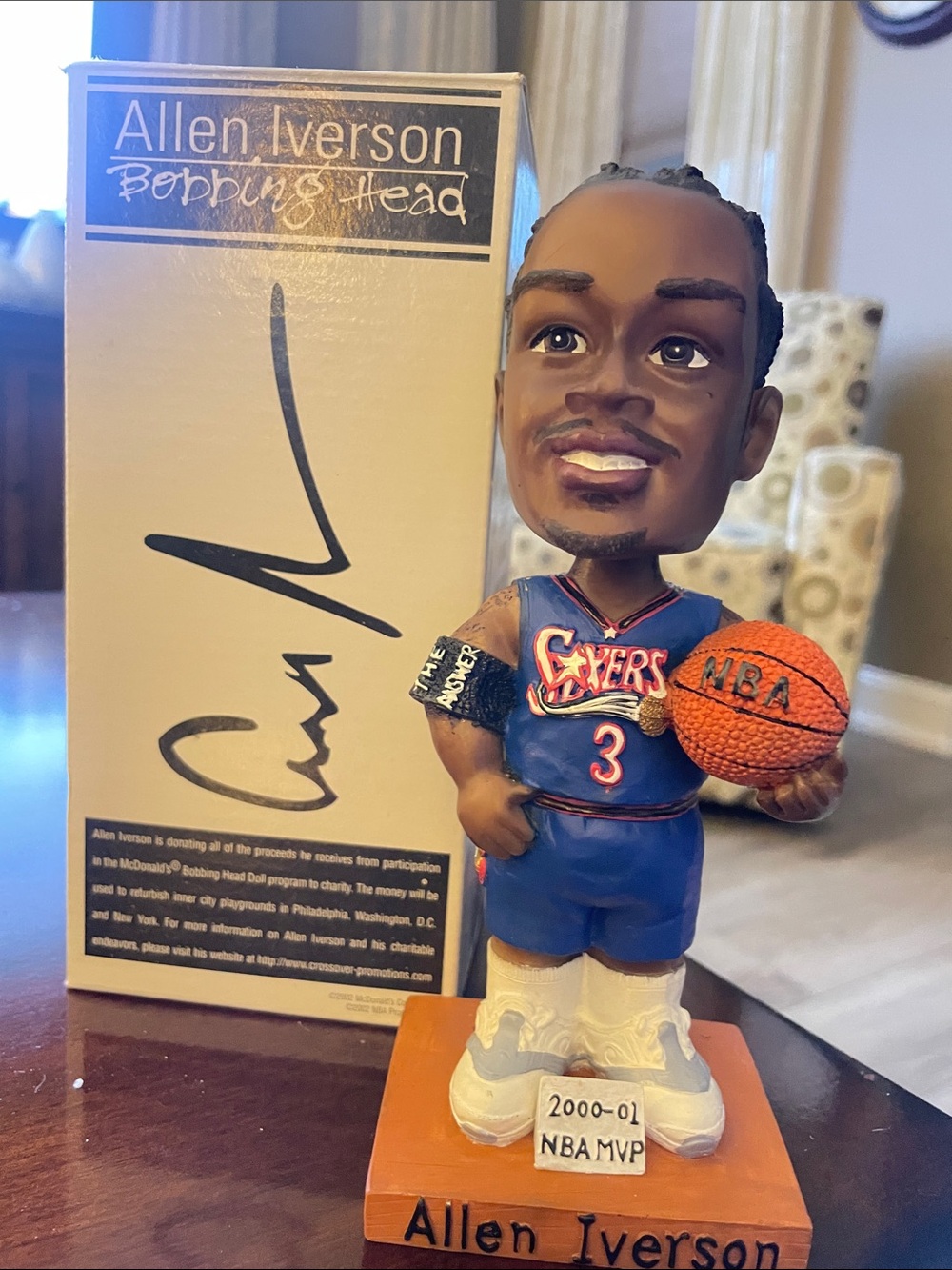 McDonald's Allen Iverson Blue Jersey Sixers Bobblehead new with box